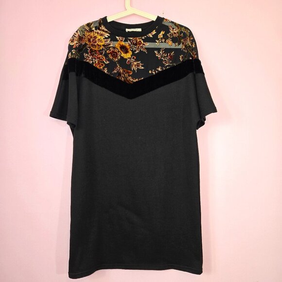 2/$20 Zara velvet floral mesh t-shirt dress, size S - Picture 1 of 6
